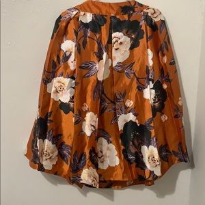 NWOT floral Burnt Orange lightly lined skirt